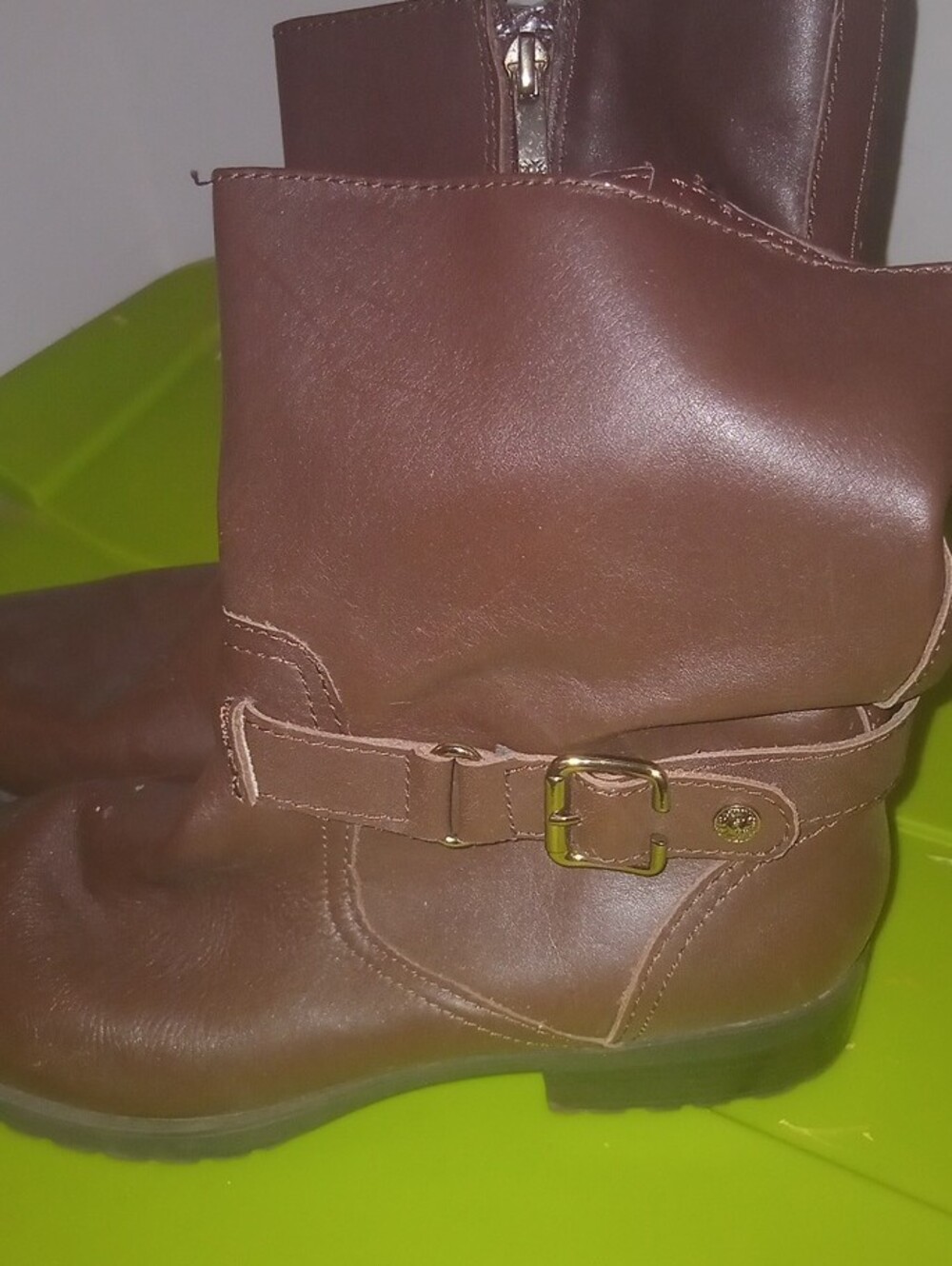 Anne Klein Flax Women's Brown Mid-Calf Boot with Side Zip - Picture 2 of 6